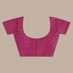 Semi Tussar Silk Handloom Two Dye Bhagalpuri Saree (Chalaat_Green & Claret_Magenta) - View 5