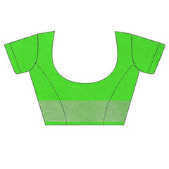 Mindaro Green-Green women's Bhagalpuri Handloom Cotton Linen Blend Contrast Pallu Saree And Unstitched Contrast Blouse Piece - View 7