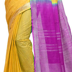 Handloom Bhagalpuri Cotton Slub Blend Two Dye Saree With Running Unstitched Blouse Piece - View 6