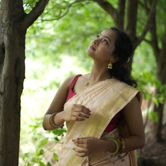 Exclusive Handwoven  Cotton SIlk Mangalgiri Saree With Running Blouse Piece - View 2