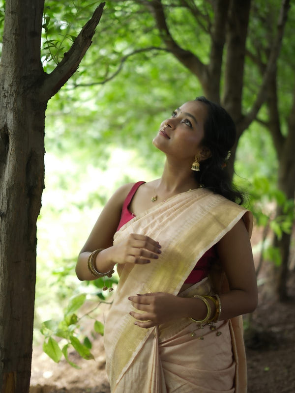 Exclusive Handwoven  Cotton SIlk Mangalgiri Saree With Running Blouse Piece - View 2