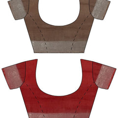 Brown & Red women's Bhagalpuri Handloom Cotton-Linen Blend Saree Combo (Pack Of 2) With Running Unstiched Blouse Piece - View 9