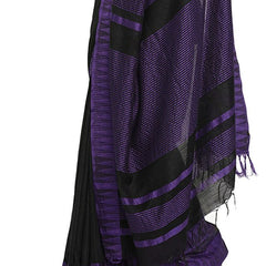women's Bhagalpuri Handloom Katan Viscous Silk Temple Border Saree Ethnic Wear With Running Unstitched Striped Blouse Piece - View 8