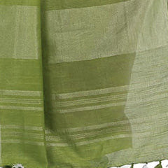 Mango Orange & Moss Green women's Handloom Bhagalpuri Linen Blend Two Dye Saree With Running Unstitched Blouse Piece - View 6