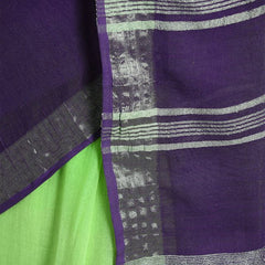 Bhagalpuri Handloom Linen Slub Blend Two Dye Saree With Running Unstitched Blouse Piece - View 7