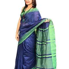 Bhagalpuri Handloom Kota Silk Temple Border Saree And Variation Of Colors With Striped Blouse Piece - View 4