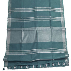Myrtle Green women's Bhagalpuri Linen Saree With Blouse Piece