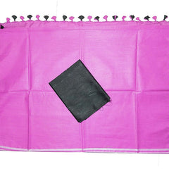 Ultra Pink women's Bhagalpuri Blend Linen Saree With Black Pipin Contrast Blouse Piece - View 4