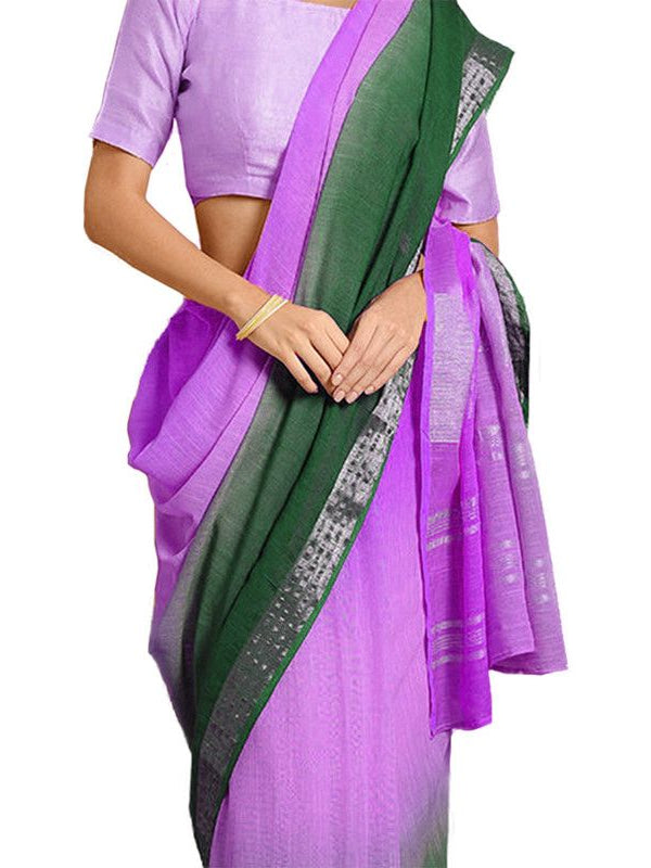 Bhagalpuri Handloom Linen Cotton Blend Two Dye Saree With Running Unstitched Blouse Piece - View 4