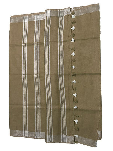 Sage Green women's Bhagalpuri Linen Saree With Blouse Piece - View 4