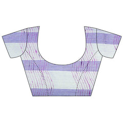 Electric Violet women's Bhagalpuri Kota Doria Silk Semi Transparent Saree With Unstiched Blouse Piece - View 5