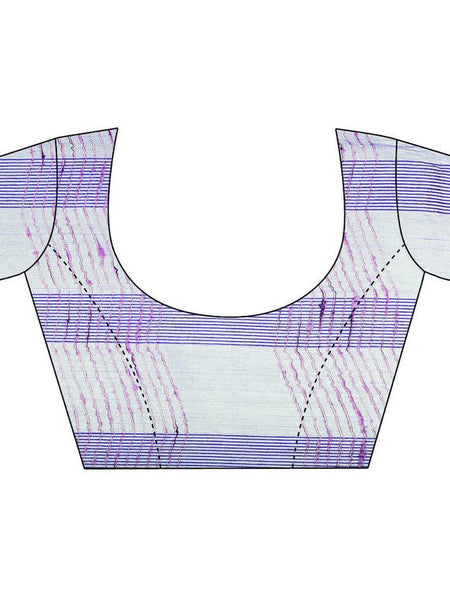 Electric Violet women's Bhagalpuri Kota Doria Silk Semi Transparent Saree With Unstiched Blouse Piece - View 5