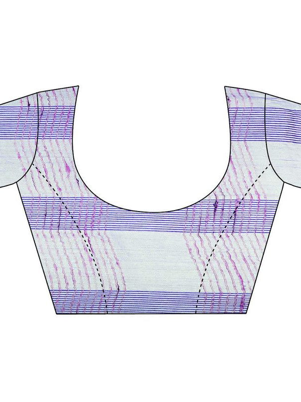 Electric Violet women's Bhagalpuri Kota Doria Silk Semi Transparent Saree With Unstiched Blouse Piece - View 5