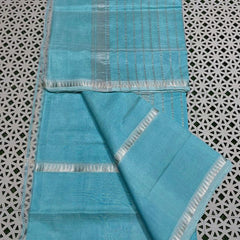 Cotton Handloom Mangalagiri Silk Saree with Temple Border (100218 Light_Sky_Blue)