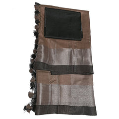 Brown Bhagalpuri Handloom women's Linen Blend Saree With Black Contrast Blouse Piece - View 2