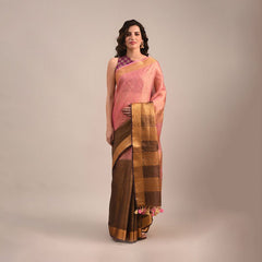 Handloom Tissue Linen Bhagalpuri Two Dye Saree