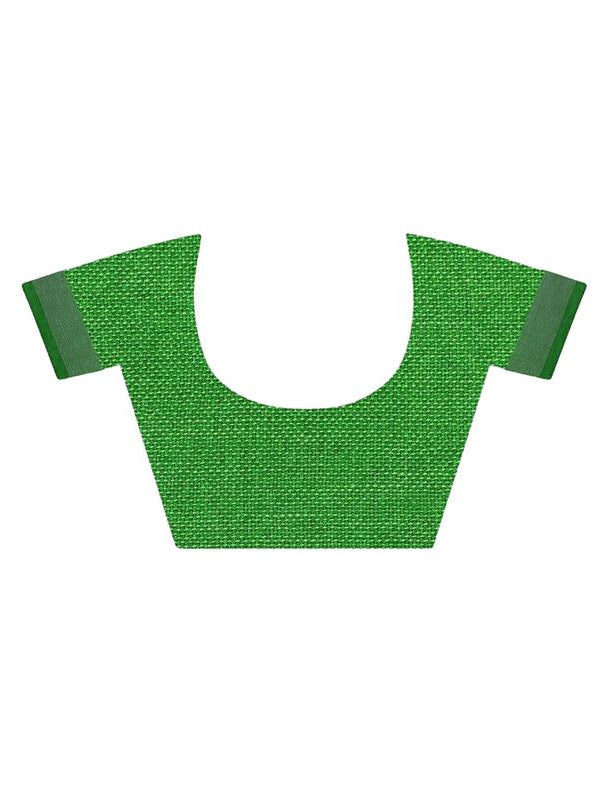 Handloom Bhagalpuri Linen-Cotton Saree With Contrast Blouse Piece - View 7