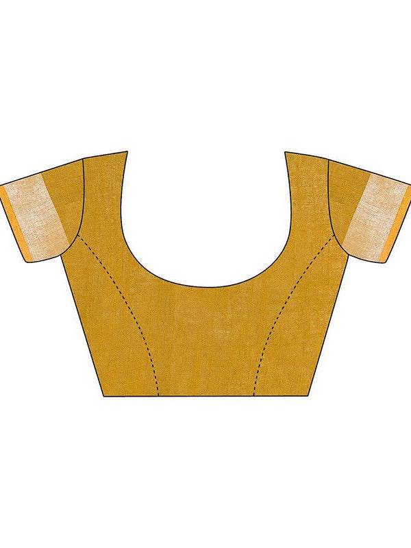 Lilac Purple & Golden Brown women's Bhagalpuri Handloom Ethnic Wear Linen Two Dye Saree With Running Unstitched Blouse Piece - View 6