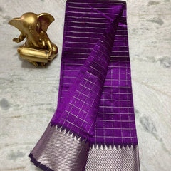 Cotton Silk Handloom Bhagalpuri Wide Border Check Saree