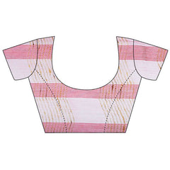 Red women's Bhagalpuri Kota Doria Silk Semi Transparent Saree With Unstiched Blouse Piece - View 4