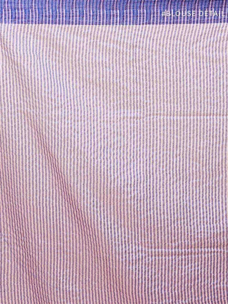 Orchid Pink women's Bhagalpuri Handloom Kota Silk Temple Border Saree And Variation Of Colors With Striped Blouse Piece - View 5