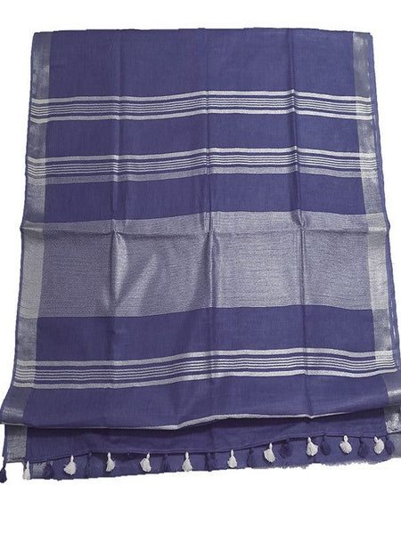 Ultra Violet women's Bhagalpuri Linen Saree With Blouse Piece - View 3