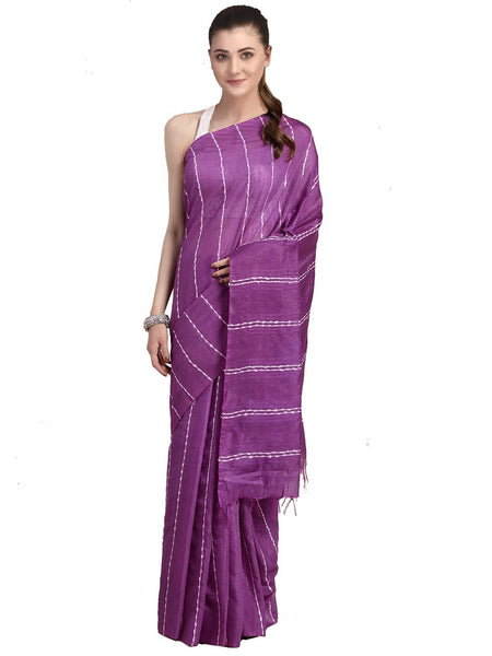 Perpureus Purple women's Kota Art Silk Bhagalpuri Saree With Blouse Piece