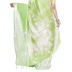 Bhagalpuri Handloom Cotton Linen Slub Blend Tie Two Dye (Sibory Two Dye) Saree With Running Unstitched Blouse Piece - View 4