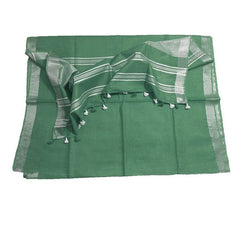 Viridian Green women's Bhagalpuri Linen Saree With Blouse Piece