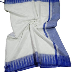 Blue women's Bhagalpuri Kota Viscous Temple Border White Saree And Variable Color Border With Blouse Piece