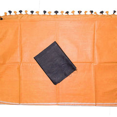 Orange women's Bhagalpuri Blend Linen Saree With Black Pipin Contrast Blouse Piece - View 4