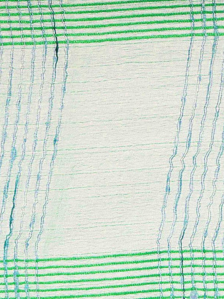 Aquamarine Turquoise women's Bhagalpuri Kota Doria Silk Semi Transparent Saree With Unstiched Blouse Piece - View 5