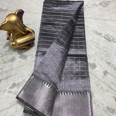 Cotton Silk Handloom Bhagalpuri Wide Border Check Saree