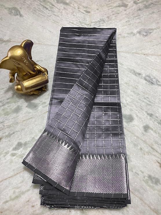 Cotton Silk Handloom Bhagalpuri Wide Border Check Saree