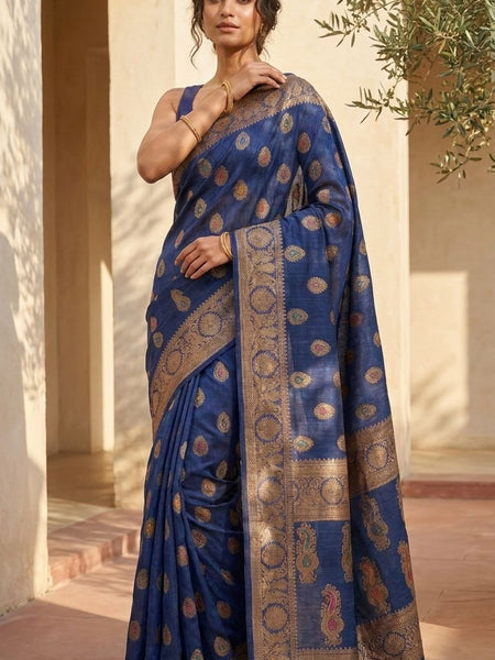 Eri Tussar Silk Handloom Banarasi Saree with Rich Zari Weaving - View 4