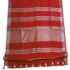 Crimson Red women's Bhagalpuri Linen Saree With Blouse Piece - View 2