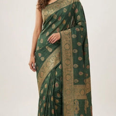 Eri Tussar Silk Handloom Banarasi Saree with Rich Zari Weaving - View 2