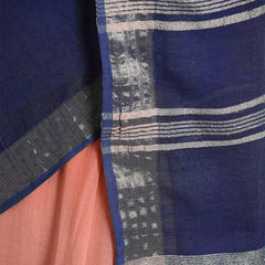 Bhagalpuri Handloom Linen Slub Blend Two Dye Saree With Running Unstitched Blouse Piece - View 4