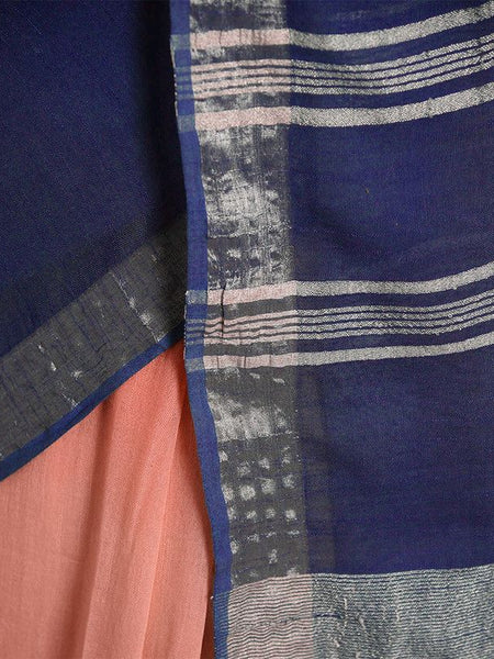 Bhagalpuri Handloom Linen Slub Blend Two Dye Saree With Running Unstitched Blouse Piece - View 4