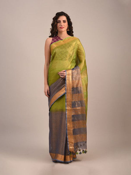 Handloom Bhagalpuri Tissue Linen Two Dye Saree