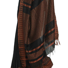 Bhagalpuri Handloom Katan Viscous Silk Temple Border Saree Ethnic Wear With Running Unstitched Striped Blouse Piece - View 4