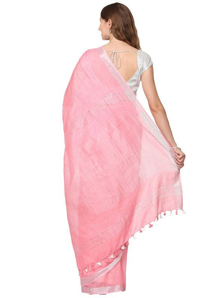 Bronze Brown women's Cotton Slub Saree With Blouse Piece