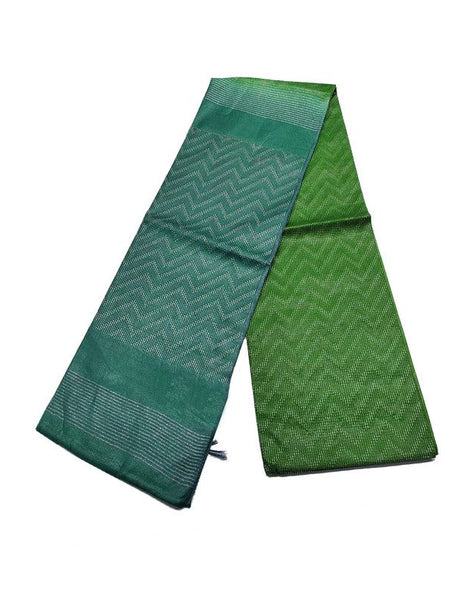 Handloom Semi Tussar Silk Two Dye Bhagalpuri Saree for women's with Striped Pallu (12508 Pine & Pesleya_Green)