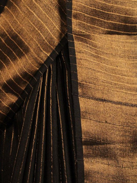 Bhagalpuri Silk Striped Sequins Saree with Zari Border (Black) - View 4