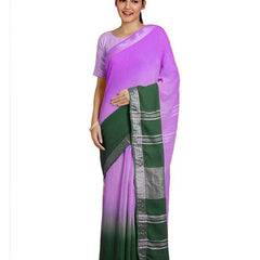 Bhagalpuri Handloom Linen Cotton Blend Two Dye Saree With Running Unstitched Blouse Piece