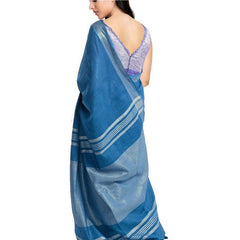 California Blue women's Bhagalpuri Handloom Blend Linen-Cotton Saree With Running Unstiched Blouse Piece_Free Size_Variation Of Colors - View 6