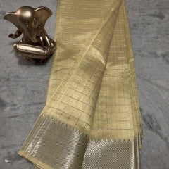 Cotton Silk Handloom Bhagalpuri Wide Border Check Saree