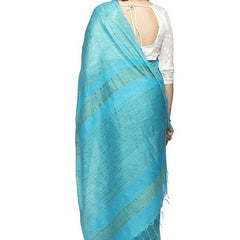 Kota Art Silk Handloom Striped Saree (Cyan) - View 5