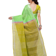 Handloom Bhagalpuri Linen Blend Two Dye Saree With Running Unstitched Blouse Piece - View 4