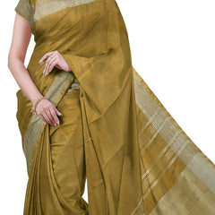 Olive Green & Pigment Green women's Bhagalpuri Handloom Cotton-Linen Blend Saree Combo (Pack Of 2) With Running Unstiched Blouse Piece - View 4